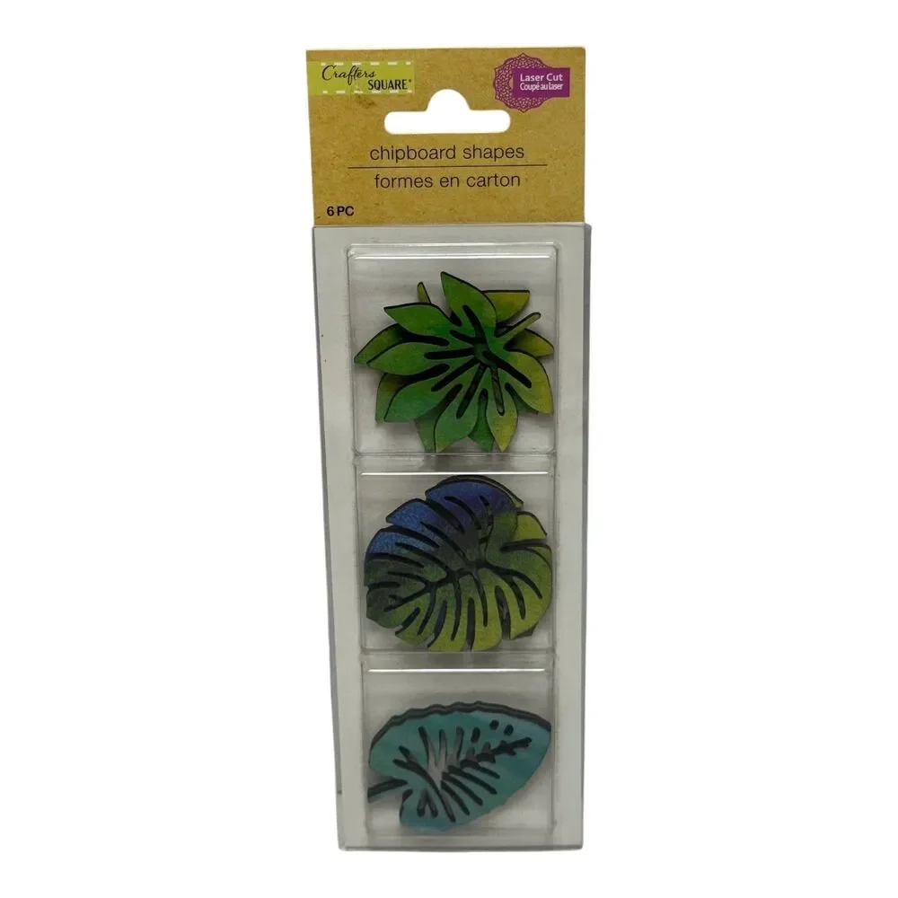 Crafter's Square Chipboard Shapes Floral Leaf Craft Embellishments 5 Pack